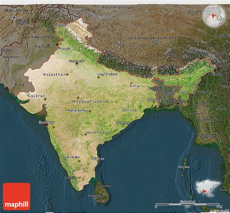 indio 3d|3d satellite map of india.